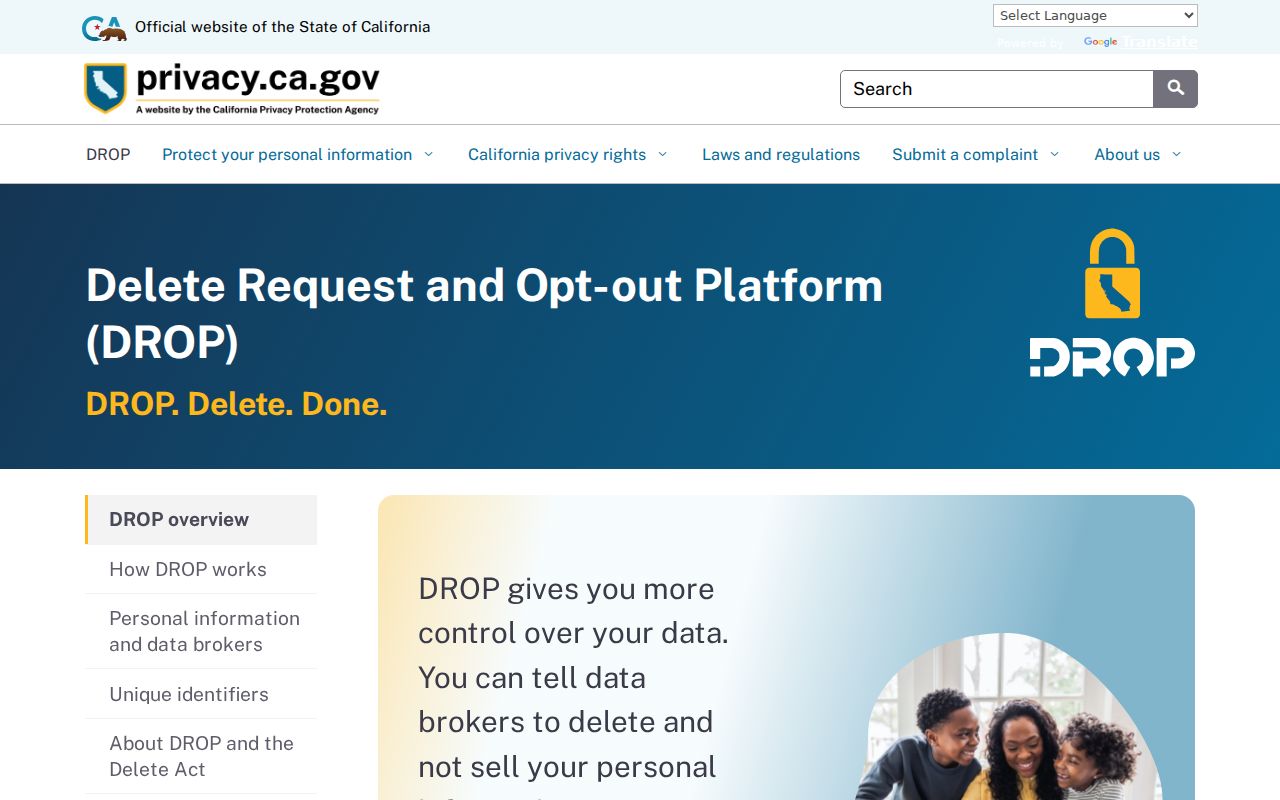 Ceres resident lookup California privacy deletion request portal