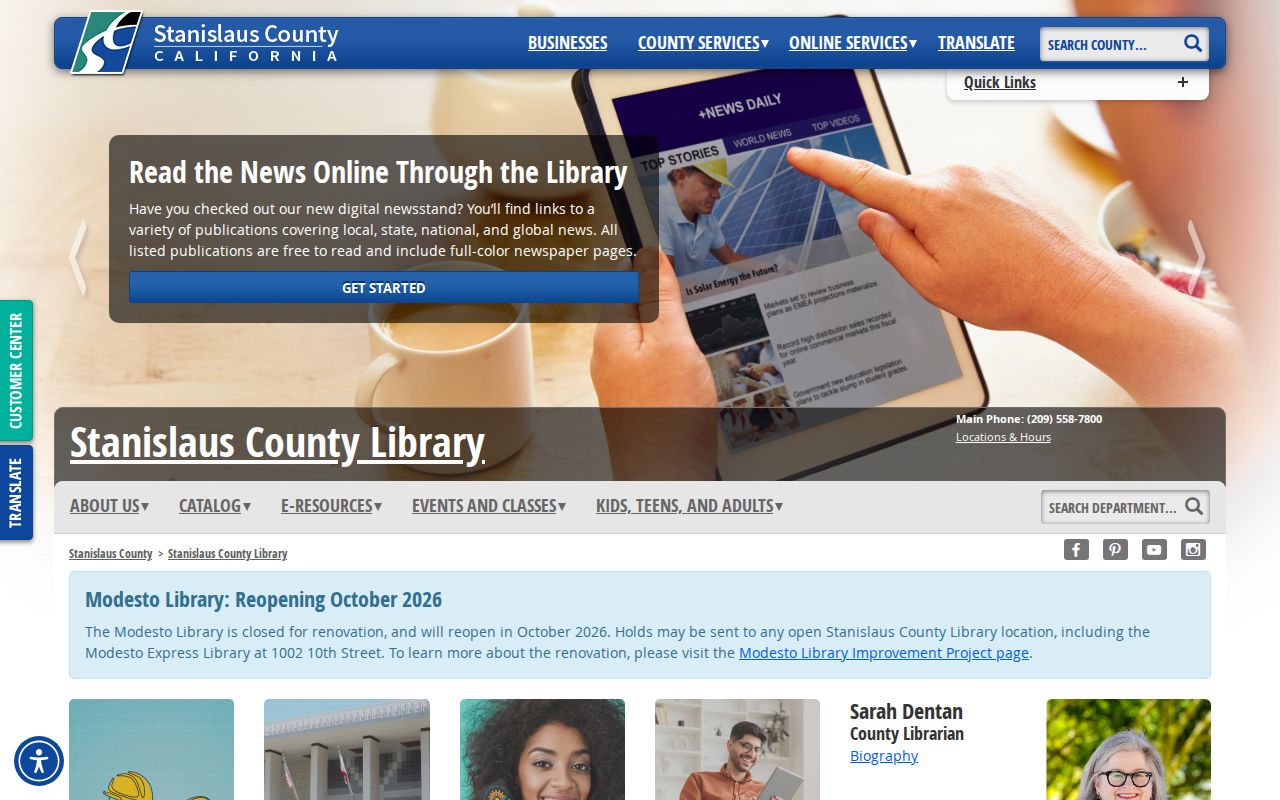 Ceres residents directory view of Stanislaus County Library resources