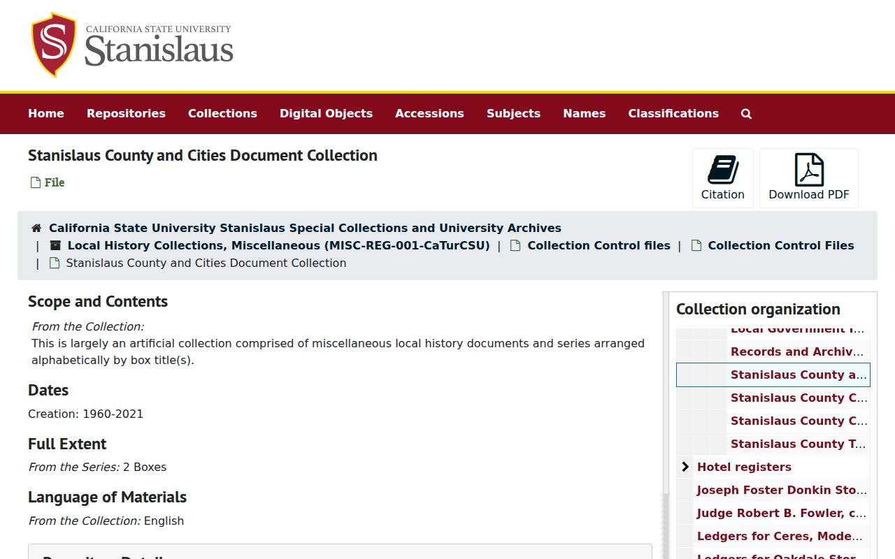 Ceres city directory historical ledger and CSU Stanislaus collection