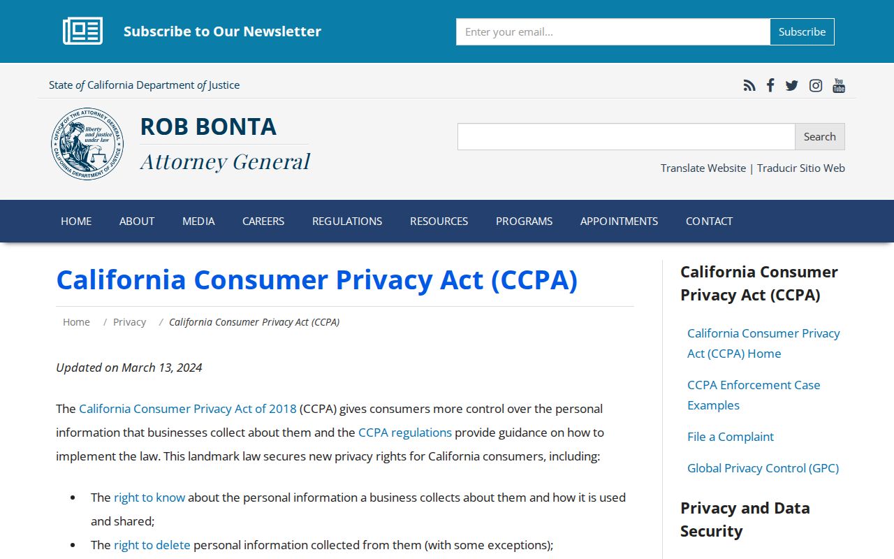 Ceres neighbors California consumer privacy and data deletion guidance