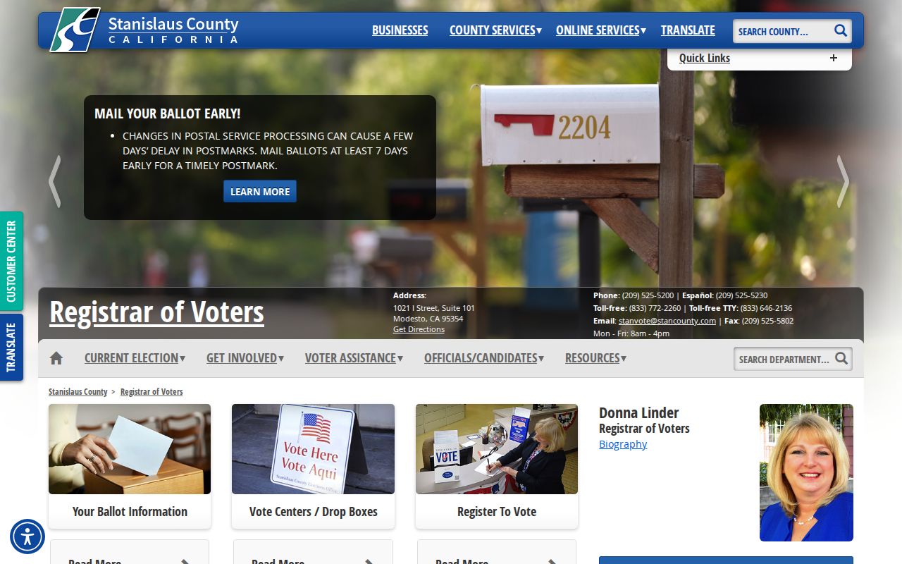 Ceres neighbors Stanislaus County elections and community contact services