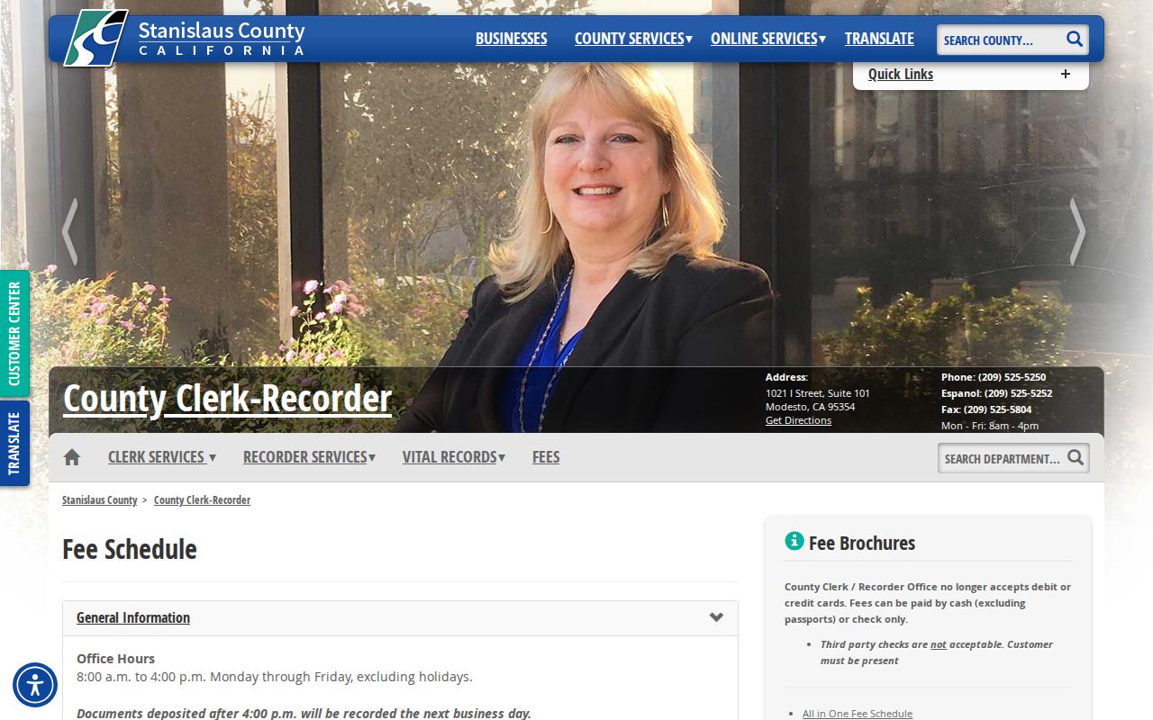 Ceres previous residents Clerk-Recorder fee and copy information