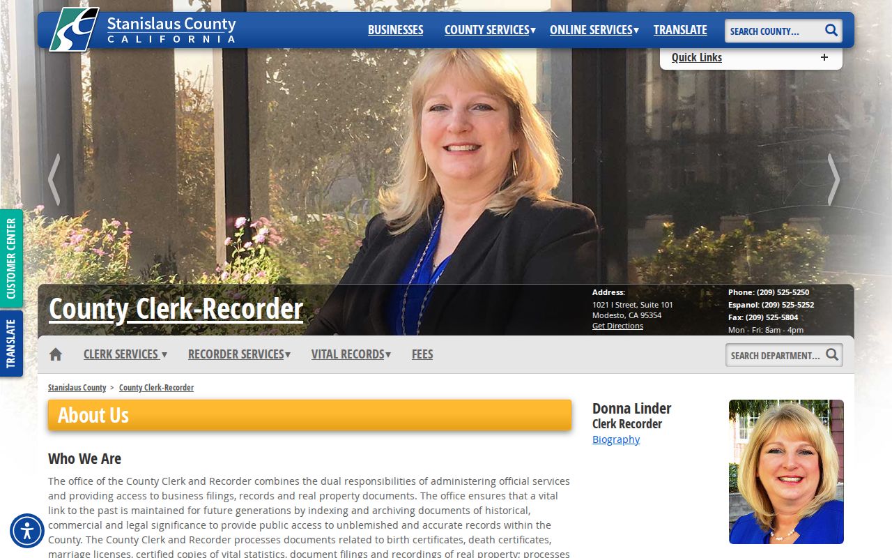 Ceres previous residents Stanislaus Clerk-Recorder services and records access