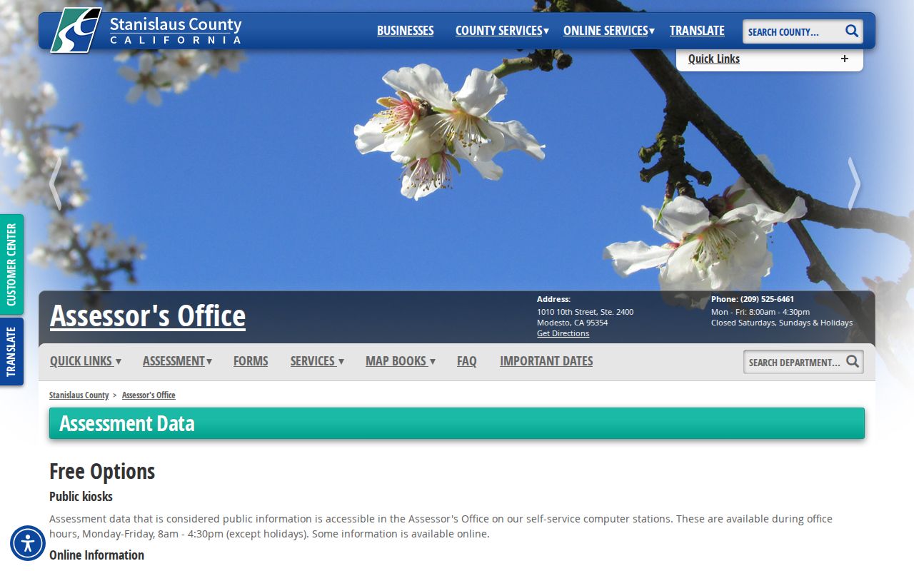 Ceres street directory assessor kiosk and name search access options