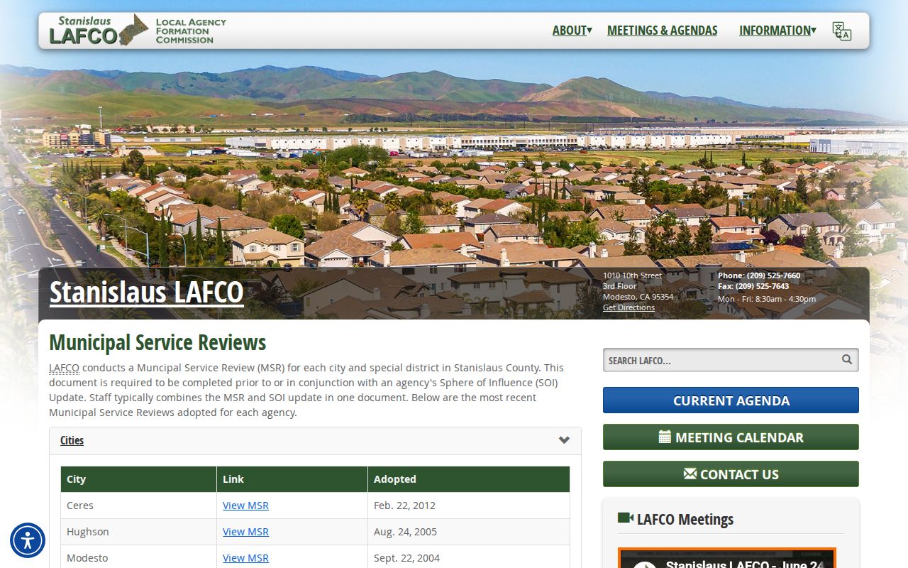 Ceres street directory boundary and service review reference